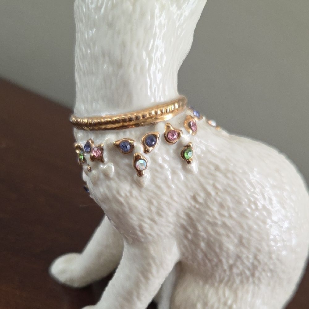 Lenox Vintage White Ceramic Bejeweled Cat - Picture 6 of 8